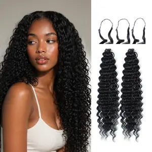 Beauday Feather Crochet Hair, Miracle Knots Hair for Women Synthetic Pre-Separated Invisible Knotless Curly Crochet Hair 50 Strands/Pack 3-5 Pack for Full Head