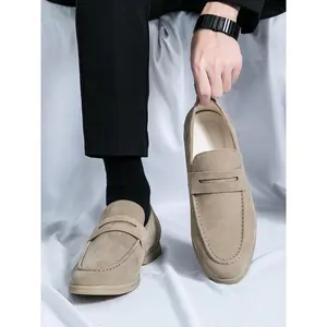 Men’s business-style solid-color slip-on loafers; casual, comfortable round-toe flat shoes for daily wear; fashionable party shoes; suitable as everyday footwear; women’s clothing/footwear; boys’ clothing/footwear.