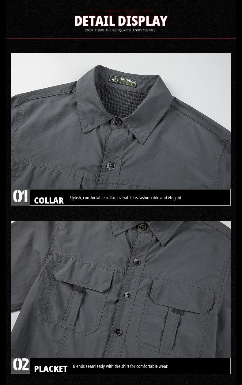 Men's Long-Sleeve Basics Tops, Quick-Drying Anti-Wrinkle Foldable Work Shirt, Machine Washable, Suitable for Casual Business Wear & Outdoor Holiday Activities (Fishing), Outdoors, Full Sleeves