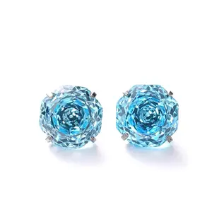 2025 Personalized New Rose-Cut Process Zircon Stud Earrings S925 Sterling Silver Screw Bcak Hip-Hop Men's and Women's Daily Wear Cubic Zirconia Jewelry Luxury Gift Couples woman