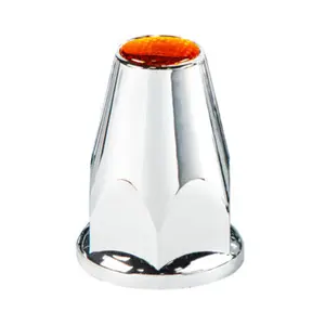 United Pacific – Box of Chrome Plastic Lug Nut Covers with Colored Reflectors