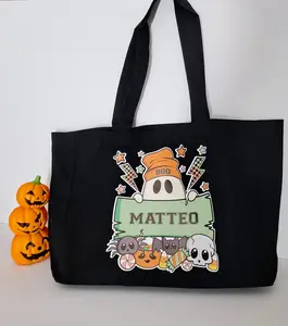 sosCREATIVE24 Halloween Tote Bag Personalized Tote Bag Trick or Treat Bag Kids Candy Tote Bag