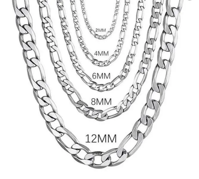 925 Sterling Silver Link Chain Necklace for Men & Women, Hypoallergenic Metal Coated Single Neckpiece for Casual Wear, 4-12mm, 16-30 Inch, Classic, Multiple, Without Pendant, Electroplated, Fashion Jewelry, Metal Coating, Multi-Size