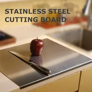 Stainless Steel Cutting Board 23x19In Food-Grade Metal Cutting Board Ideal for Meat and Vegetables Ultra-Thin & Durable Portable & Rust-Resistant Easy to Clean Smoother Edges Kitchen Tools - Cookware