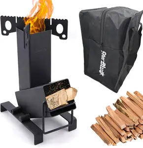 Collapsible Rocket Stove by StarBlue with FREE Carrying Bag - A Portable Wood Burning Camping Stove with Large Fuel Chamber Best for Outdoor Cooking, Camping, Picnic, BBQ, Hunting, Fishing