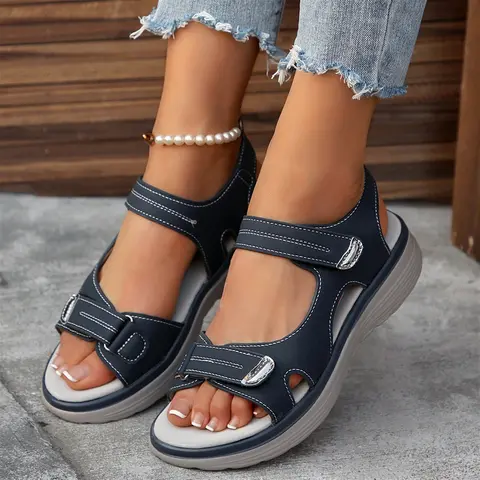 Women's Summer Walking Sandals Air Cushion Support Platform Ankle Strap Shoes Comfortable Casual Wedge Sandals