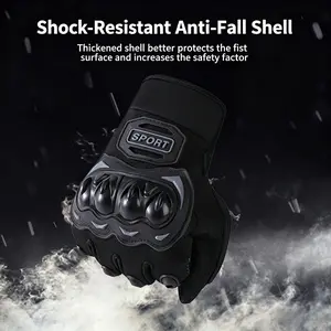 Unisex Tactical Full-Finger Gloves, Hard Shell Knuckle Protection, Touchscreen Compatible Fingertips, Breathable Mesh Fabric, Anti-Slip Palm, Adjustable Wrist, Durable Wear-Resistant for Motorcycle Riding, Cycling, Hiking & Outdoor Sports