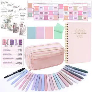Bible Study Supplies Journaling Kit for Women, Bible Study Kit, 12 Pastel Highlighters and Pens No Bleed, 75 Laminated Tabs, Prayer Journal Pencil Case and More
