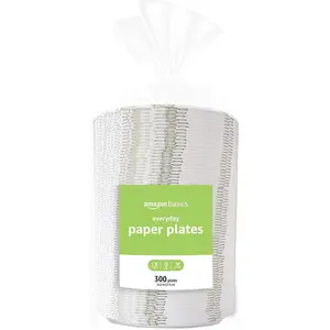 Amazon Basics Everyday Paper Plates, 8.62 Inch, Disposable, 300 Count