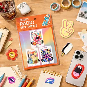 Radio Sentiment PU Leather Art Sticker Series-Radio Sentiment&Peace Collage&Pop Expression – Bold Pop Aesthetic Stickers for Journals, Planners, Scrapbooks, Laptops & Creative Daily Decor