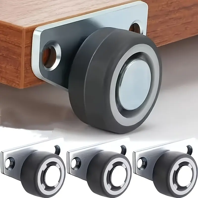 4 Piece Set (includes 4 Silent Swivel Wheels + 8 Screws) Furniture Hardware Drawer Casters, Durable Smooth Quiet 1.25 Inch Side Mount Casters