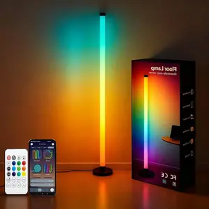 ISUNMEA Led Corner Floor Lamp USB Powered with App & Remote Control, IC+RGBW Color Changing Led Lamp Music Sync, Timer Setting, Standing Lamps for Living Room Lamp Bedroom Gaming Room, 1 Pack