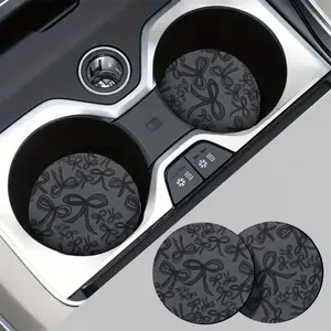 High-Quality Bow Pattern Office Desk Cup Mat Set, Coasters, Round Coaster, Decorative Coaster, Trendy Tiktok Decorations, Stylish and Functional Table Accessories