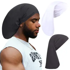 Leeven 2 PCS Unisex Dreadlock Cap Dreadlock Accessories Long Hair Dreads Head Wrap Sleep Cap Hair Dreads Bonnets for Men Women Black, White