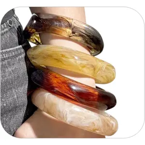 Colorful Chunky  Bangle Bracelet Set for Women Geometric  Big Cuff Bracelets Punk Thick Wide Statement Bangle Bracelets for Women
