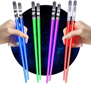 Light Up Lightsaber Chopsticks - Party & Gift Cutlery with Red, Blue, Green LED Lighting for Party Activities