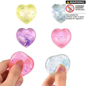 4/8pcs Shiny Aurora Heart Squeeze Stress Balls, Slow Bounce Squeeze Toy, Desk Stress Relief Toy, Anxiety Relief, Desktop Decoration Gift, Squishies