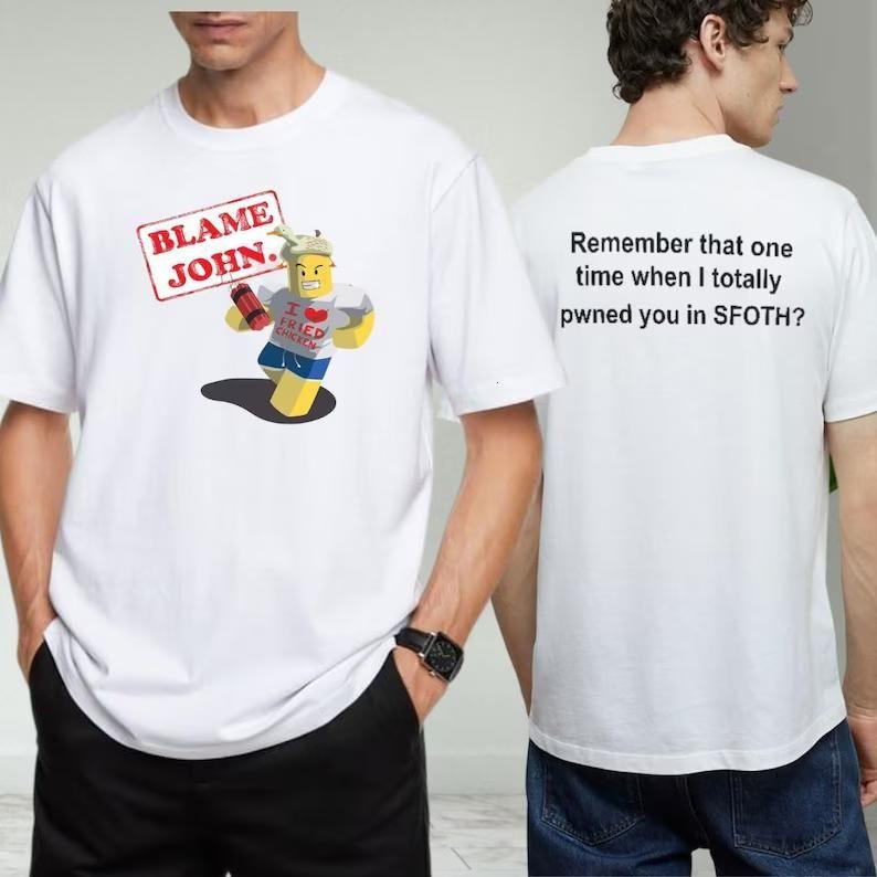 [Sale Up To 50%] [100% Cotton] Shedletsky Blame John Shirt Roblox Gift for Men Gift for her Unisex Daily T-Shirt