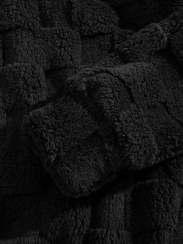 Men's Fall Winter Casual Sportswear Set, Sweatsuit Matching Set, Fleece Jacquard Plaid Hoodie and Sweatpants, Men's 2-Piece, Comfortable and Stylish