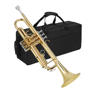 B Flat Trumpet, B Flat Trumpet with Carrying Bag & Cleaning Kit & Gloves, Professional Wind Instrument for Beginners & Students