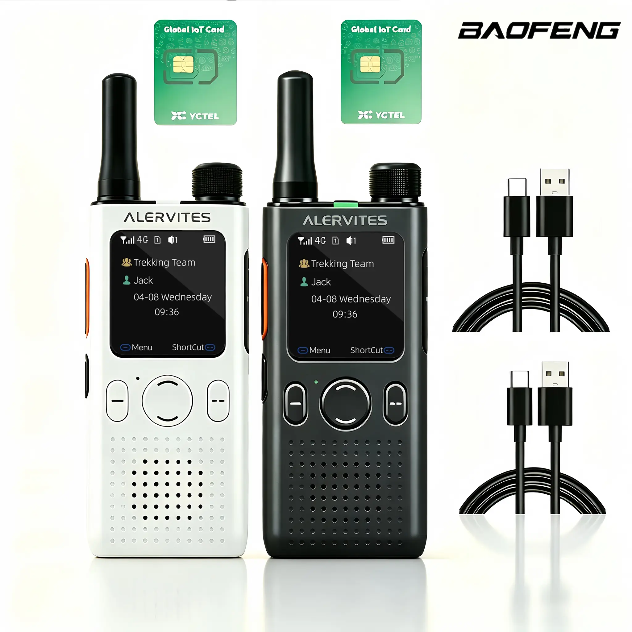 Baofeng Alervites POC-AT1 4G LTE Global Walkie Talkie, 2-Way PTT Radio with Unlimited Worldwide Range, Lifetime Free Data Plan, GPS Tracking, Type-C Charging for Logistics Security Teams