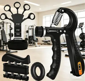 4 Pack Grip Strength Trainer Kit, Hand Grip Strengthener, Finger Exerciser & Stretcher, Grip Ring, Stress Relief Ball for Workout, Rehabilitation & Home Gym grip