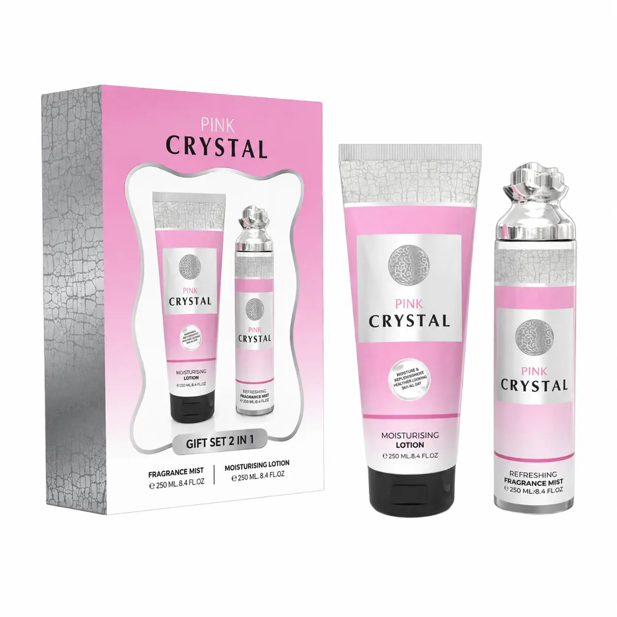 Pink Crystal Set 2 in 1 Gift for Women | Fragrance Mist & Moisturising Lotion 250ml