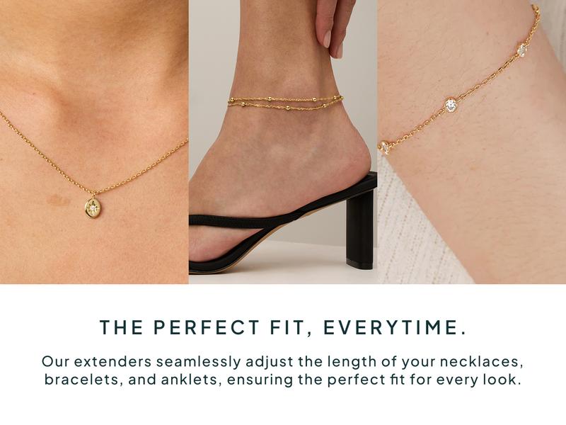 PAVOI Necklace Chain Extenders Pack for Women - 14K Gold Plated Set of Three Gold Jewelry Extenders for Bracelets, Necklace and Anklets Extension with Spring Ring Clasp - 1, 2, 3 Inch