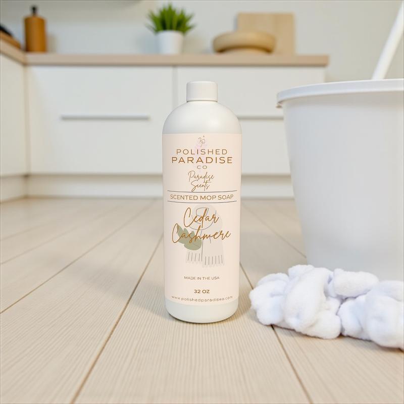 Polished Paradise Co Scented Mop Soap 32 OZ Cozy Home Fragrance Floor Cleaner for Tile Vinyl Laminate & More - Household