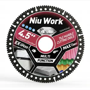 NiuWork 3PCS 4.5" Multi-functional Diamond Tile Cutting Blades - Ultra-Thin Dry Cutting Dics for Marble, Tile, Ceramic, Metal - Angle Grinder Saw Blades fathersdaygift