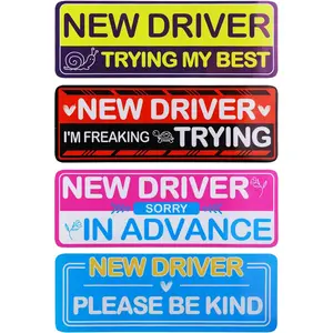 4PCS New Driver Magnet for Car,Car Accessories Please Be Patient Student Drivers Magnetic,Universal motive Magnets,motive Stickers for Beginners,Suitable for Most Cars,SUV,RV,Sedan