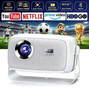 【Mother's Day Gifts】2026 X4 Portable LCD Projector, 800 ANSI Lumens, Android 11.0, Dual Wi-Fi 6, 4K Decoding, Autofocus, Built-in Speaker, Free Screen Mirroring, 2000:1 Ratio, HD, HDMI Input, Smart Home Theater Gadget, TikTok Shop Creator Picks tiktokshop