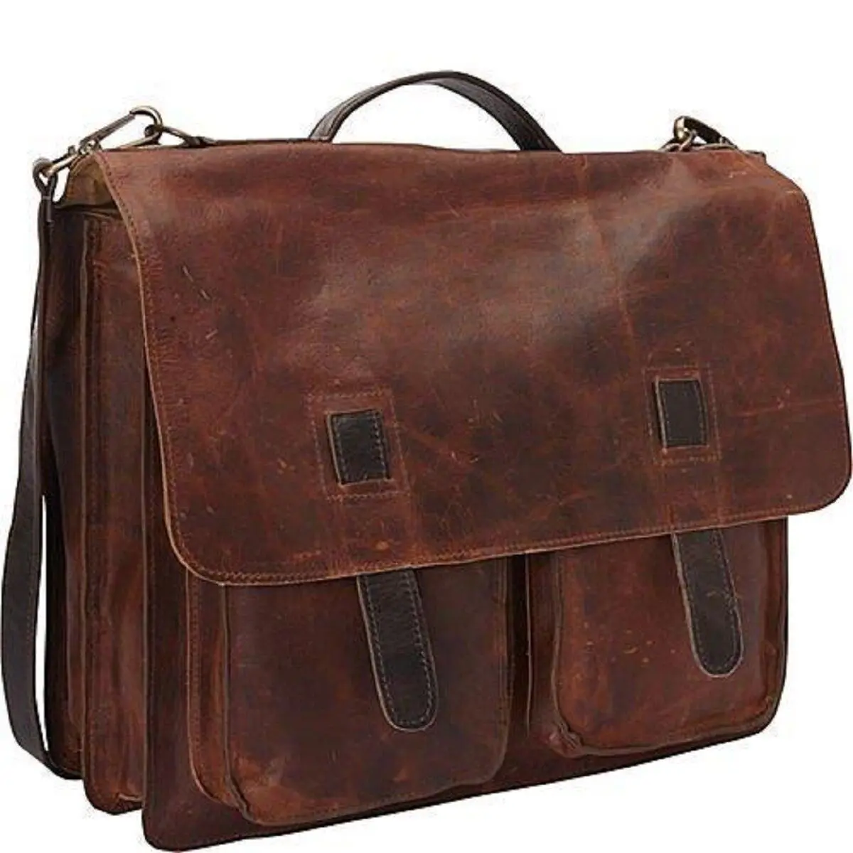 Sharo TT-100 Vintage Two-Toned Executive Messenger Briefcase