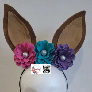 Floral Coyote Ears Headband, Cute Faux Fur Animal Ears Accessory for team spirit!