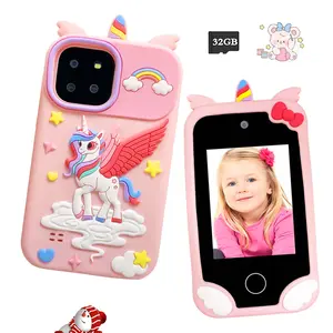 New Unicorn Kids Toy Phone with 32GB Card, 2.8 Inch HD Touchscreen with Selfie Camera, 18 Educational Games & Music Player, Learning Tool, Perfect Holiday Gift for 3-8 Year Old Girls (Pink & Purple)