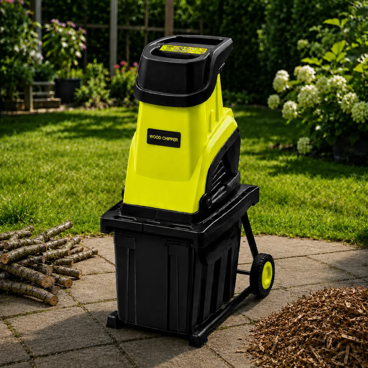 Electric Wood Chipper Shredder for Yard & Garden Waste, 15-Amp Portable Branch Mulcher, 1.77-Inch Branch Cutting Capacity, 10-Gallon Collection Bin for Backyard Cleanup, Leaves & Twigs
