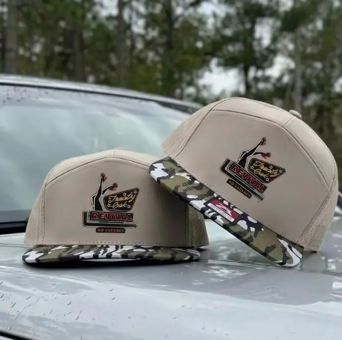 7 Panel Camo Revival Trucker Hat | Duck Hunting Mesh Snapback Cap | Waterfowl Hunter Hat | Outdoor Gift
