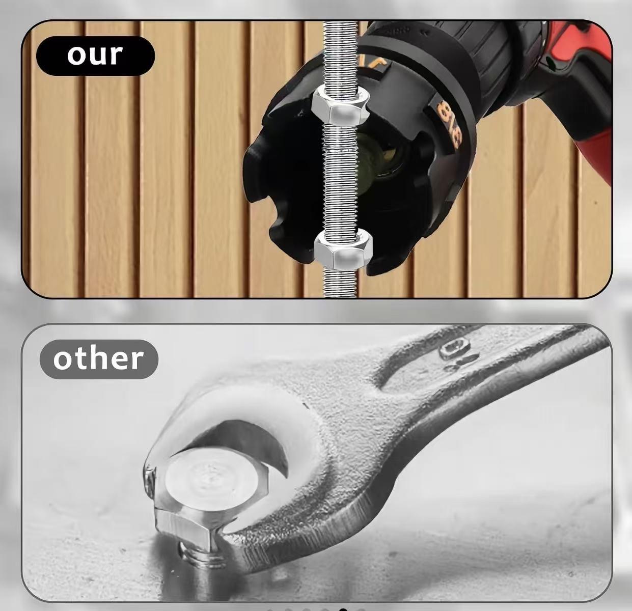 Aluminum Alloy Hex Shank Nut Removal Drill Attachment for Quick Disassembly of Nuts and Bolts 1/4'' 3/8'' 1/2'' Threaded Rods Tool for Pipe Racks and Mounting Brackets