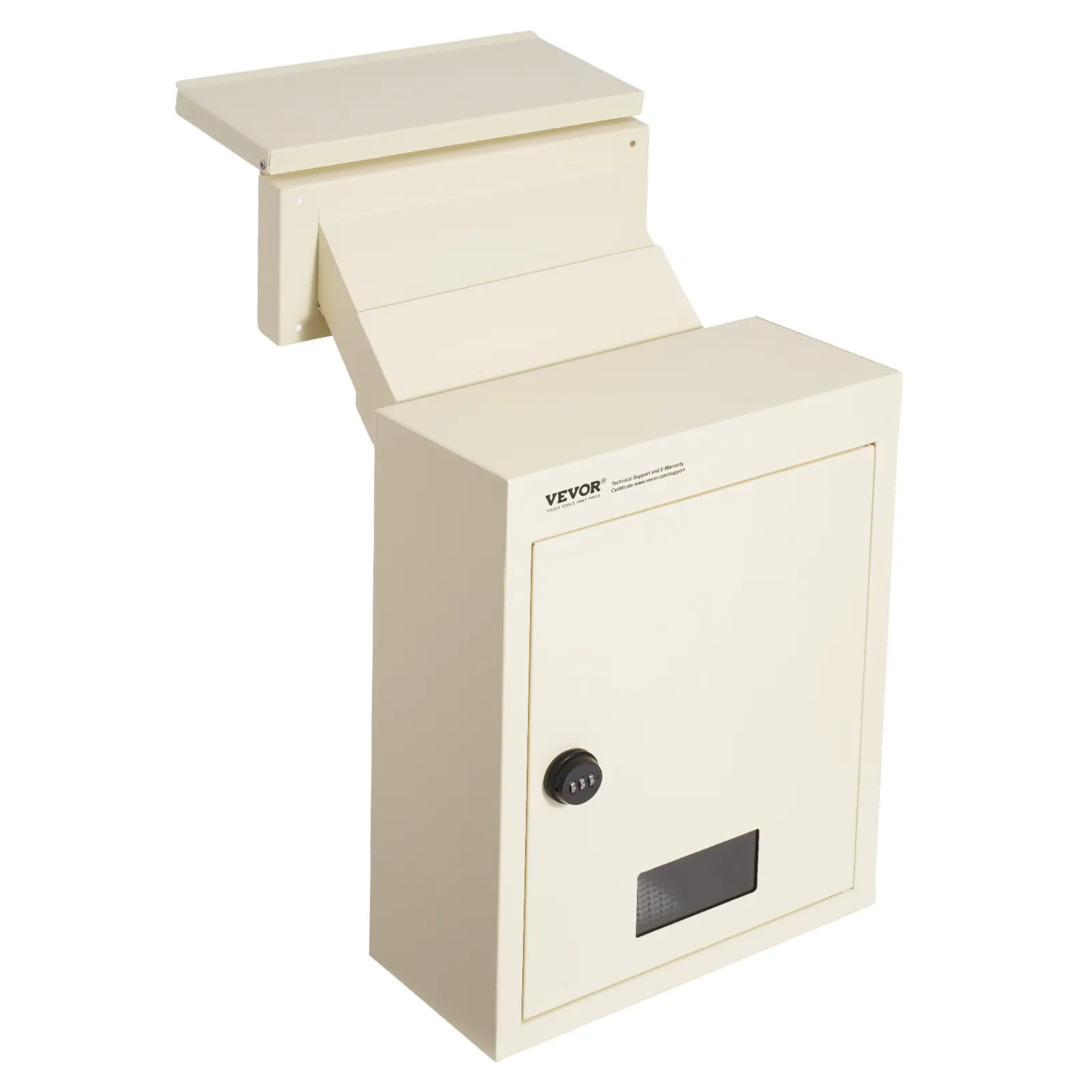 【Summerfinds】VEVOR Heavy-Duty Metal Through-The-Wall Drop Box, Waterproof Adjustable Mailbox with 2.8-7.9" & 13" Combination Lock, 12.5x6.3x16.9" Beige Unit, Easy Installation for Window Use & Mail Storage