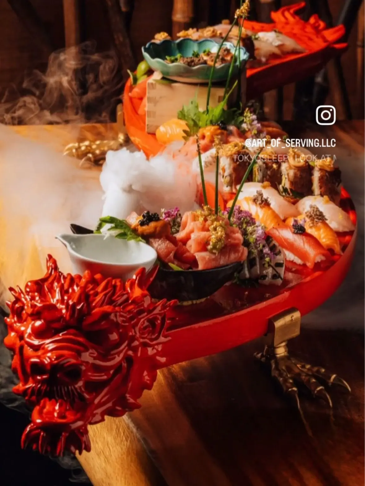 The Servant Dragon 50 inchs, Sushi rolls dish, décor and food serving tray. Perfect for Halloween,Thanksgiving,Christmas and all occasions!