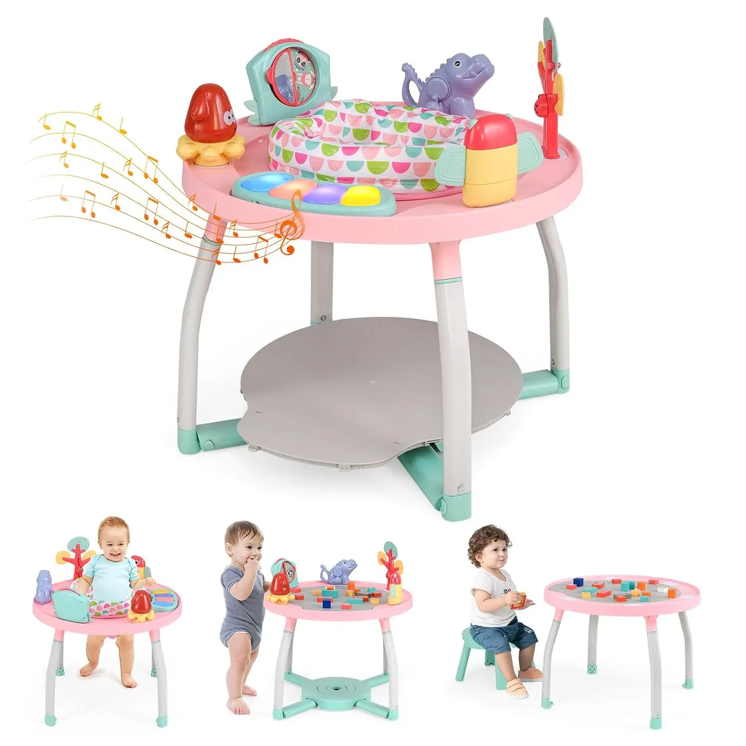 Costzon 5 in 1 Baby Activity Center, Baby Jumpers and Bouncers with Removable Toys, Lights & Music, 3 Adjustable Heights, Interactive Play Center for Toddlers Boys Girls 6-36 Months