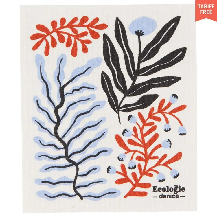Entwine Swedish Sponge Cloth Towel - Washable, Durable, Super Absorbent Home Care Cloth for Kitchen/Home Spill Cleanup with Abstract Flowers & Nature-Inspired Designs