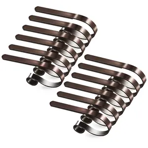 Loncaster Christmas Stocking Holders for Mantle Set of 6 Non-Slip Adjustable Stocking Hangers in Bronze for Holiday Decorations and Party Use