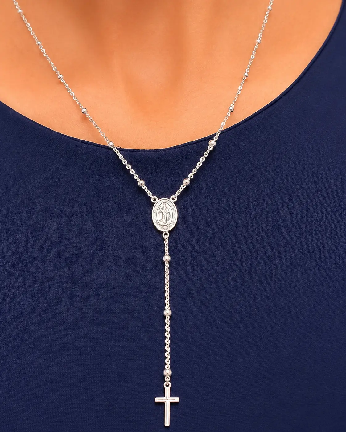 Rosary Lariat Necklace - High Polish
