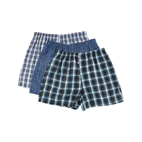 Men's 3-Pack Woven Boxer Shorts - Random Assorted Colors, Relaxed Fit, Polyester Fabric, Soft Breathable, High-Quality Underwear with Elastic Waist & Button Fly Pouch