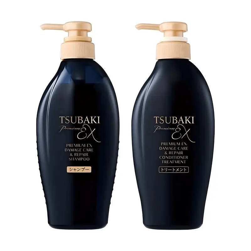 TSUBAKI Black Camellia Luxury Black Ion Repair Strong EX Shampoo&Conditioner 15.22 fl oz*2
