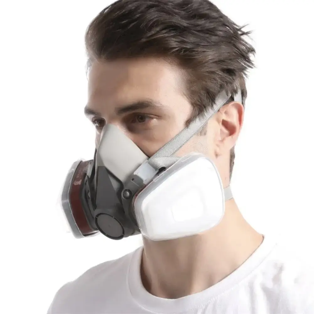 7 in 1 Protective Mask Set Dual Respirator Anti Dust Dustproof Gasproof Safety Mask Reusable Half Face Gas Cover/ Shield Filters for Painting, Welding, Polishing, Woodworking and Other Work Protection Safety Gear Safety Equipment (Medium)