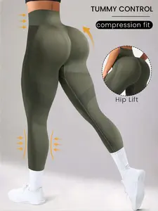 Seamless High Elasticity Yoga Pants for Women, Seamless Gym Leggings, Outerwear Cycling Compression Leggings, Hip Lifting Leggings, Butt Lifting Fitness Bottoms, 1 Piece