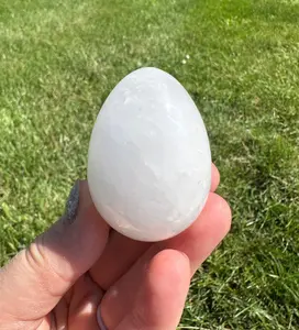 New Moon Beginnings Clear Quartz Egg, Natural White Color, Round Shape, Ideal for Jewelry and Decorative Use
