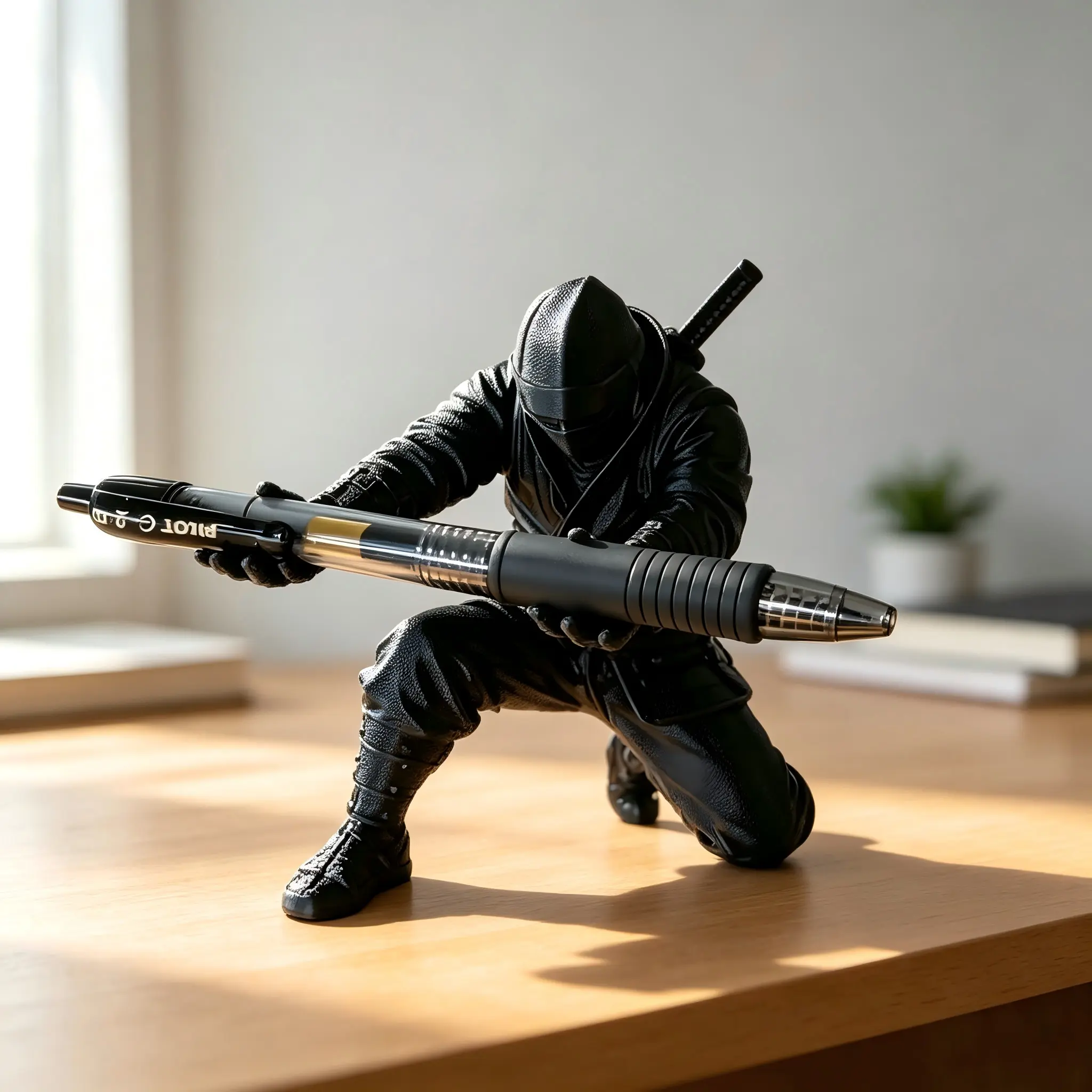 3D Printed Samurai Pen Holder Desk Organizer Holds Pens Pencils Creative Gift for Boyfriend Colleague Friend, Ninja Figurine Pen Holder